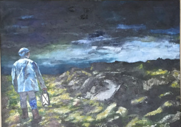 Painting titled "HOMME à la lanterne…" by Dominique Creuzet, Original Artwork, Oil