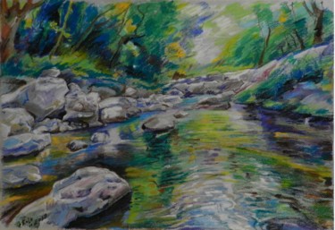 绘画 标题为“River in Larissa” 由Artan Kola, 原创艺术品, 粉彩