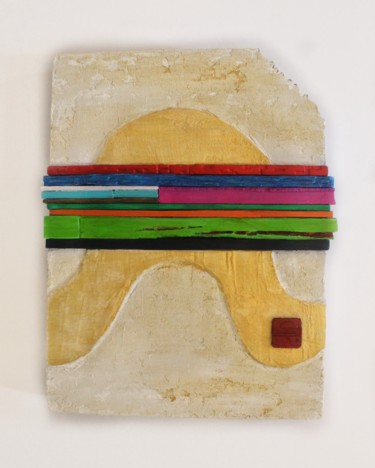 Sculpture titled "Infinity's Edge IE6" by Jenny Hee, Original Artwork, Concrete Mounted on Wood Panel