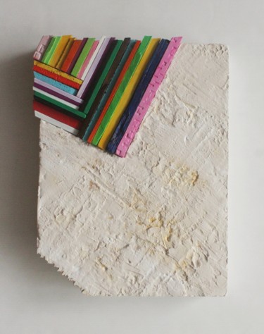 Sculpture titled "Infinity's Edge IE 7" by Jenny Hee, Original Artwork, Concrete Mounted on Wood Panel