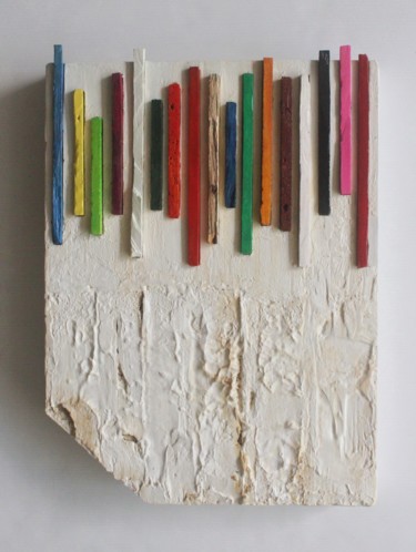 Sculpture titled "Infinity's Edge IE 8" by Jenny Hee, Original Artwork, Concrete Mounted on Wood Panel