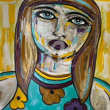 Douceur Bleutée. Peinture intitulée "Douceur Bleutée." par Valérie Guerinoni, Œuvre d'art originale, Acrylique Monté sur Châssis en bois