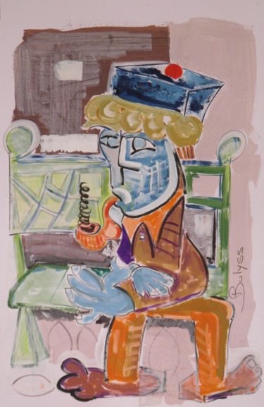 Drawing titled "Pipe de Meerchaum" by Marc Bulyss, Original Artwork, Pastel