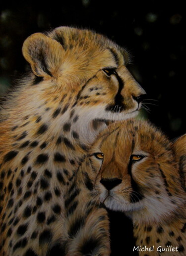 Dessin intitulée "Les deux frères" par Michel Guillet, Œuvre d'art originale, Pastel