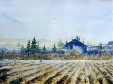 Plava kuca / Blue house Painting titled "Plava kuca / Blue h…" by Nenad Kojić, Original Artwork, Watercolor