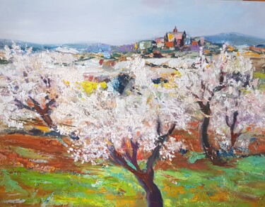 Peinture intitulée "Amandiers" par Valerie Dragacci, Œuvre d'art originale, Huile