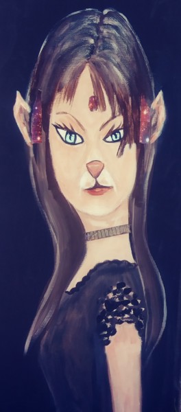 Painting titled "Cat girl" by Dan Flanagan, Original Artwork, Acrylic
