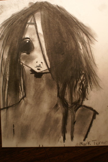 Σχέδιο με τίτλο "Girl with hand in h…" από Mark Turner, Αυθεντικά έργα τέχνης, Κάρβουνο