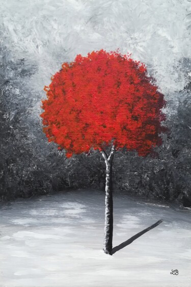 Red Painting titled "Red" by Bruno Lemasson, Original Artwork, Acrylic