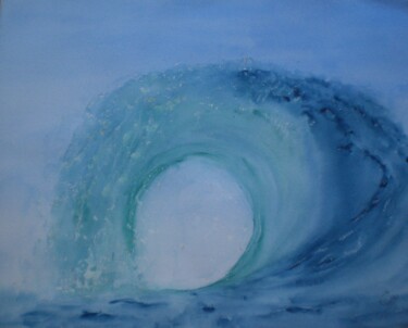 DEFERLANTE aquarelle originale -#artistsupportpledge Peinture intitulée "DEFERLANTE aquarell…" par Eliane Morvan (CREADELI "les petits bonheurs d'Eli"), Œuvre d'art originale,…