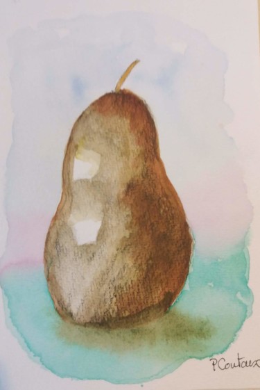 Peinture intitulée "Poire #artistsuppor…" par Pascale Coutoux, Œuvre d'art originale, Aquarelle