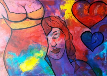Peinture intitulée "La future famille h…" par Pinkivioletblue, Œuvre d'art originale, Acrylique Monté sur Châssis en bois