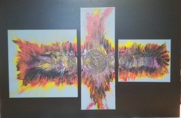 Peinture intitulée "Le Phénix" par Trä  Abstract Painting, Œuvre d'art originale, Acrylique Monté sur Panneau de bois