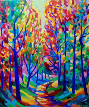 Colourful autumn Painting titled "Colourful autumn" by Maja Grecic, Original Artwork, Acrylic