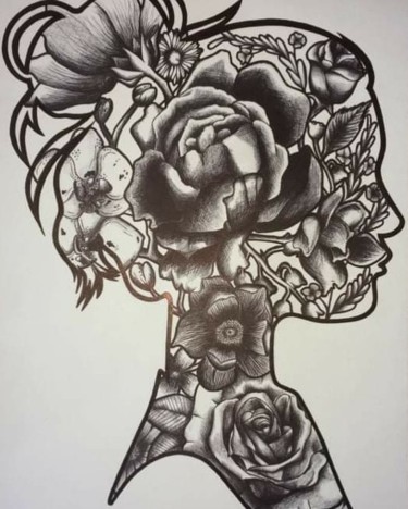 图画 标题为“Pensées florales” 由Geo, 原创艺术品, 圆珠笔