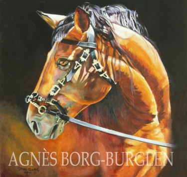 Painting titled "Cheval roux" by Agnès Borg-Burglen, Original Artwork, Oil