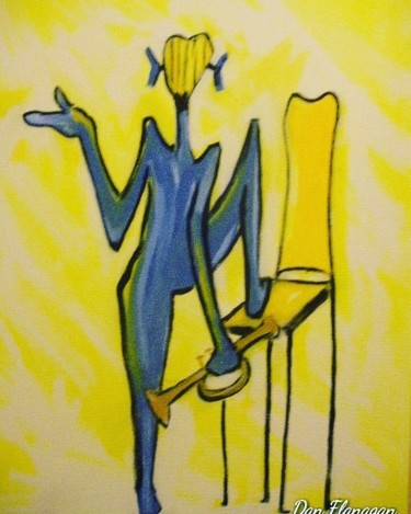 Painting titled "The blue player" by Dan Flanagan, Original Artwork, Acrylic
