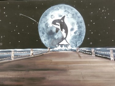 Painting titled "Killer Whale in fro…" by Dan Flanagan, Original Artwork, Acrylic