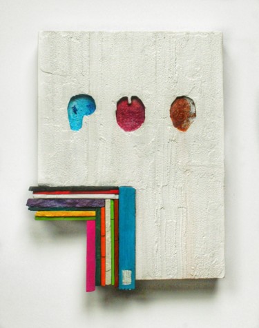 Sculpture titled "Infinity's Edge IE…" by Jenny Hee, Original Artwork, Concrete Mounted on Wood Panel