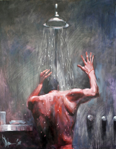Painting titled "Hard days Night." by Igor Shulman, Original Artwork, Oil Mounted on Wood Stretcher frame