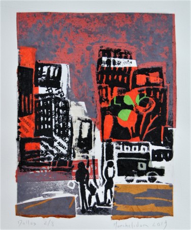 印花与版画 标题为“Dallas 2/8” 由Hervé Marchelidon, 原创艺术品, Linocuts