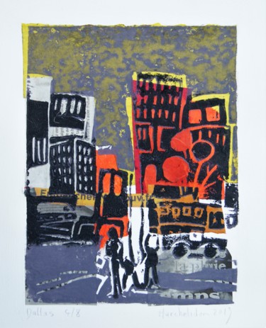 印花与版画 标题为“Dallas 4/8” 由Hervé Marchelidon, 原创艺术品, Linocuts