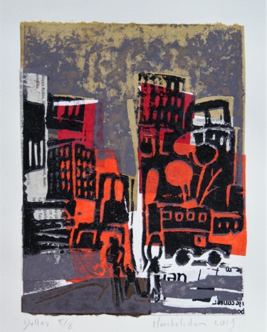 印花与版画 标题为“Dallas 5/8” 由Hervé Marchelidon, 原创艺术品, Linocuts
