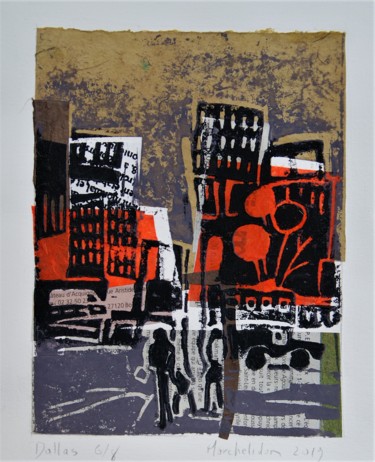 印花与版画 标题为“Dallas 6/8” 由Hervé Marchelidon, 原创艺术品, Linocuts