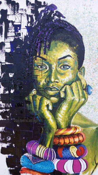 Painting titled "Uju" by Wilson Felix Olugu, Original Artwork, Oil