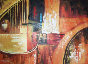 Painting titled "Installation" by Wilson Felix Olugu, Original Artwork, Oil