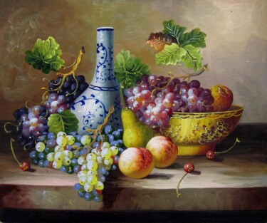 绘画 标题为“Fruit and china 107” 由Lermay Chang, 原创艺术品, 油 安装在木质担架架上