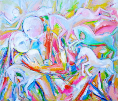 UNITED BY THE HORSE 绘画 标题为“UNITED BY THE HORSE” 由Elisaveta Sivas, 原创艺术品, 油