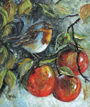 Schilderij getiteld "Rouge nature" door Martine Lacotte, Origineel Kunstwerk, Olie