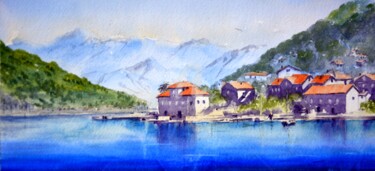 Boka Kotorska Montenegro 17x36cm Painting titled "Boka Kotorska Monte…" by Nenad Kojić, Original Artwork, Watercolor