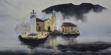 Lady Of The Rocks Fog Montenegro Small 17x36 Cm Painting titled "Lady Of The Rocks F…" by Nenad Kojić, Original Artwork, Watercolor
