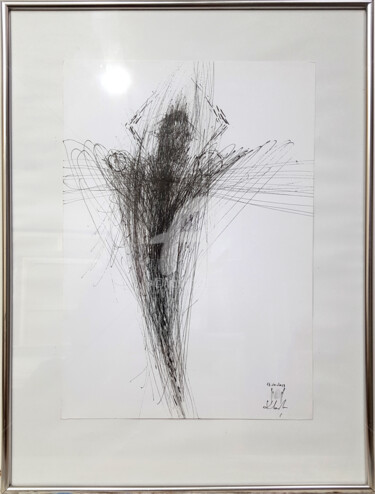 Framed angel composition spiritual oneiric spontaneous art b 图画 标题为“Framed angel compos…” 由Kloska Ovidiu, 原创艺术品, 中性笔