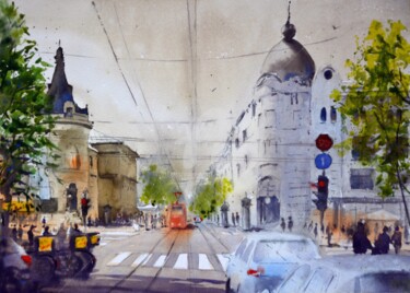 Painting titled "SKC Beograd 25x36 2…" by Nenad Kojić, Original Artwork, Watercolor