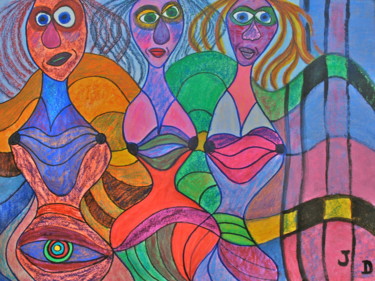 Les 3 Grâces 2018 Peinture intitulée "Les 3 Grâces 2018" par Jacques Desvaux (JD), Œuvre d'art originale, Acrylique