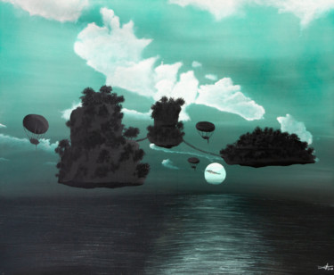 绘画 标题为“Les trois iles” 由Pascal Genevois, 原创艺术品, 丙烯 安装在木质担架架上