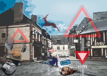 Arts numériques intitulée "Ville1" par Bernard Amiot, Œuvre d'art originale, Photo montage