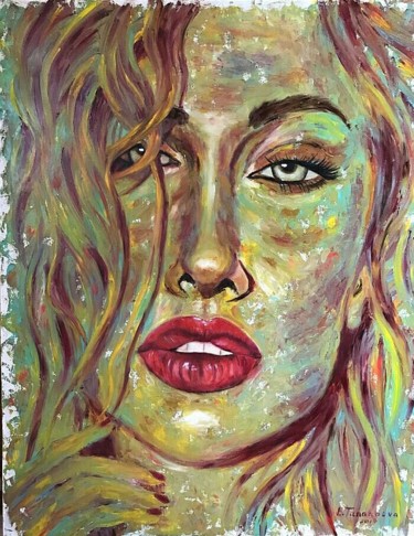 Woman number Four. Oil painting Original painting Modern art 绘画 标题为“Woman number Four.…” 由Elena Tananaeva, 原创艺术品, 油 安装在木质担架架上