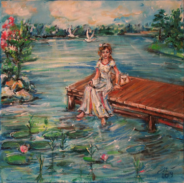 「WOMAN ON THE LAKE」というタイトルの絵画 Jolanta Szymanowskaによって, オリジナルのアートワーク, アクリル