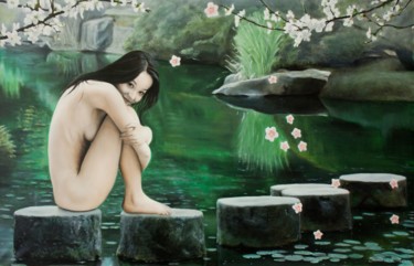 Painting titled "Le Printemps" by Jean-Pierre André Leclercq, Original Artwork, Oil Mounted on Wood Stretcher frame