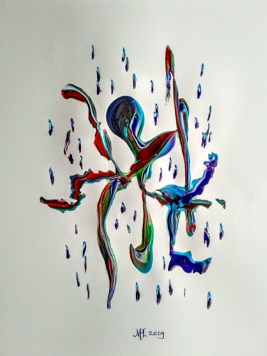 Schilderij getiteld "Octopus" door Marianne Huizinga, Origineel Kunstwerk, Gouache