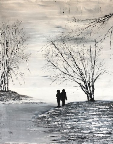 Painting titled "Douce contemplation" by Ysabel Laffitte, Original Artwork, Acrylic Mounted on Wood Stretcher frame