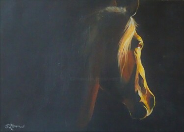 "Phebus" cheval - huile sur toile originale signée Painting titled ""Phebus" cheval - h…" by Patricia Giroldini Hyvernat, Original Artwork, Oil
