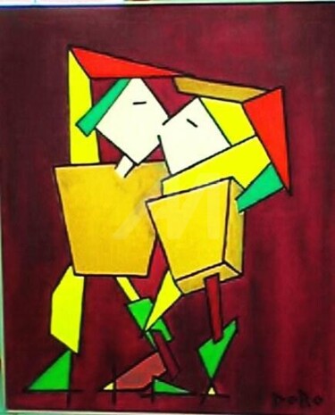 Peinture intitulée "l'étreinte" par Madorssane, Œuvre d'art originale, Huile