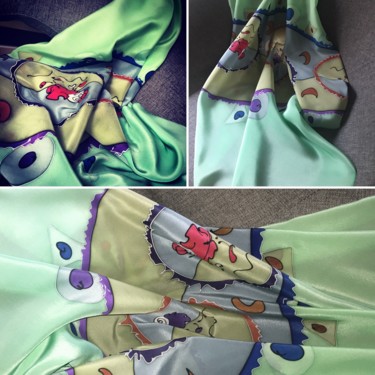 Textile Art titled "100% silk scarf 90…" by Marzena Walczuk, Original Artwork, Fabric