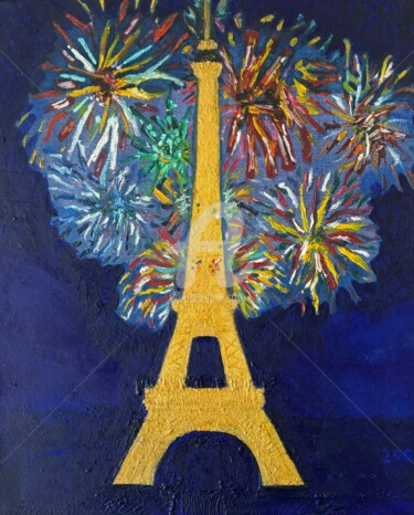 Peinture intitulée "2000 New Year firew…" par Yann Delpech, Œuvre d'art originale, Huile