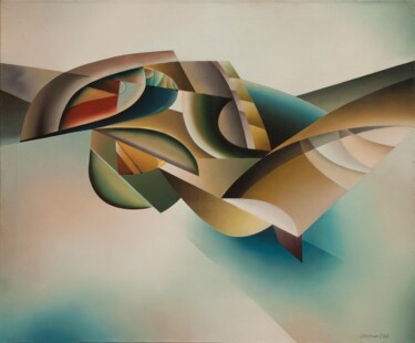 Space Bird Painting titled "Space Bird" by Isaac Feldman, Original Artwork, Oil Mounted on Wood Stretcher frame